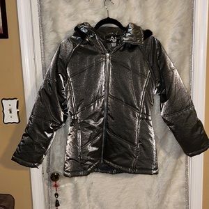 Andy Johns Womens Silver Puffer Quilted Ski Jacket Coat